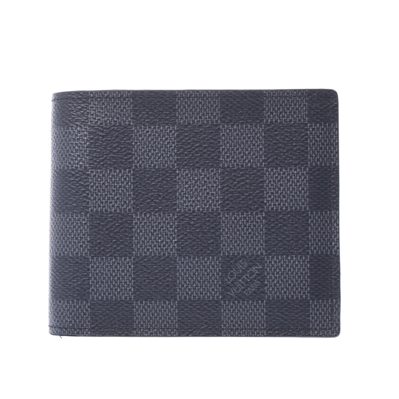 Louis Vuitton Louis Vuitton Damier Graphit Portfoille Marco NM Black / Gray N63336 Men's Dumie Graphit Canvas Two Folded Wallets A-Rank Used Silgrin