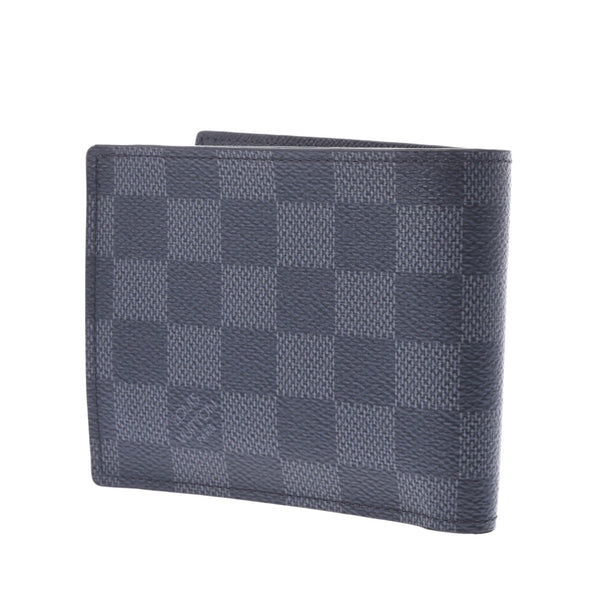 Louis Vuitton Louis Vuitton Damier Graphit Portfoille Marco NM Black / Gray N63336 Men's Dumie Graphit Canvas Two Folded Wallets A-Rank Used Silgrin