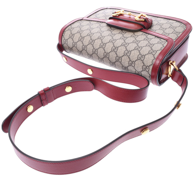 Gucci Gucci软管Bit 1955 Red 602204女士GG Sprim Canvas皮革单肩包A-Rank使用Silgrin