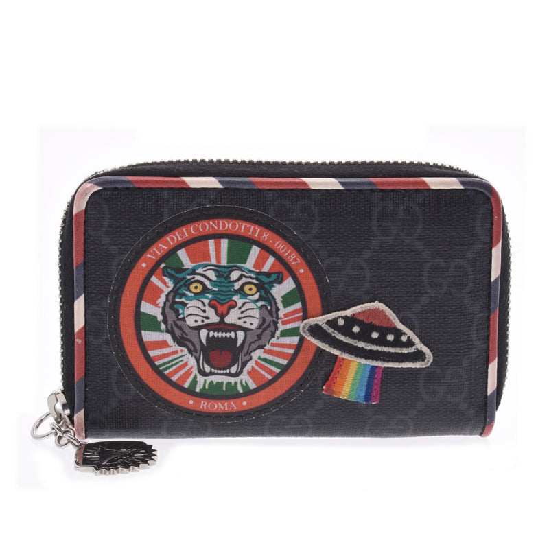 GUCCI Gucci Night Courier Purses Black 496343 Unisex GG Sprim Canvas Coin Case B Rank Used Silgrin