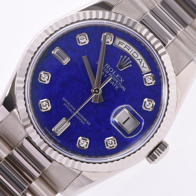 ROLEX Rolex Day Date 10P Diamond 118239 Men WG Watch Automatic Rapis Lazuli Character A-Rank Used Silgrin
