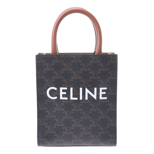 CELINE Celine 迷你弗蒂卡尔卡瓦 2WAY 袋 Tan （深棕色） 女士特里翁夫帆布 / 小猫肩包新二手银藏