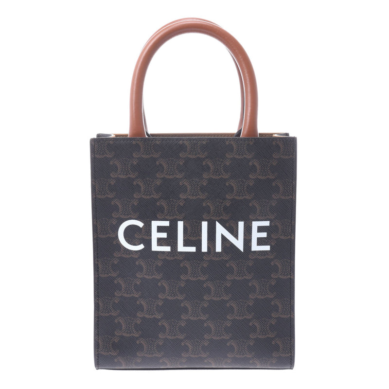 CELINE Celine Mini Bartical Cava 2WAY Bag Tan (Dark Brown) Ladies Trionfu Canvas / Calf Shoulder Bag Shindong Used Ginzo