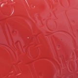 Christian Dior クリスチャンディオール ロゴ型押し 赤 シルバー金具 レディース エナメル アクセサリーポーチ Aランク 中古 銀蔵