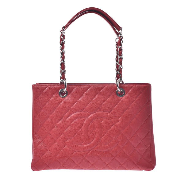 Chanel Chanel Matrasse GST Chain Tote Red Silver Bracket Ladies Caviar Skin Tote Bag A-Rank Used Sinkjo