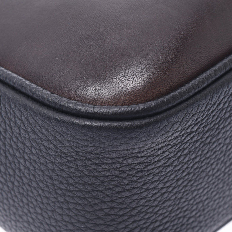 Berluti Berlutti 2way Bag Brief Case Dark Brown / Black Silver Fixt Men's Leather Business Bag New Sale Silver
