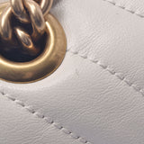 GUCCI Gucci GG Mermont Small Shoulder White / Navy Gold Bracket 443497 Women's Leather Shoulder Bag New Sale Silver
