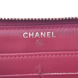 Chanel matetre round zip length Purse Pink Womens enamel length wallet B