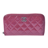 Chanel matetre round zip length Purse Pink Womens enamel length wallet B