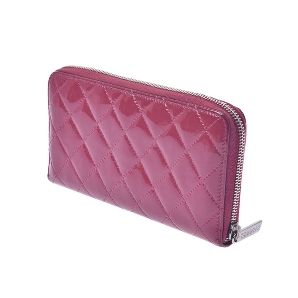 Chanel matetre round zip length Purse Pink Womens enamel length wallet B