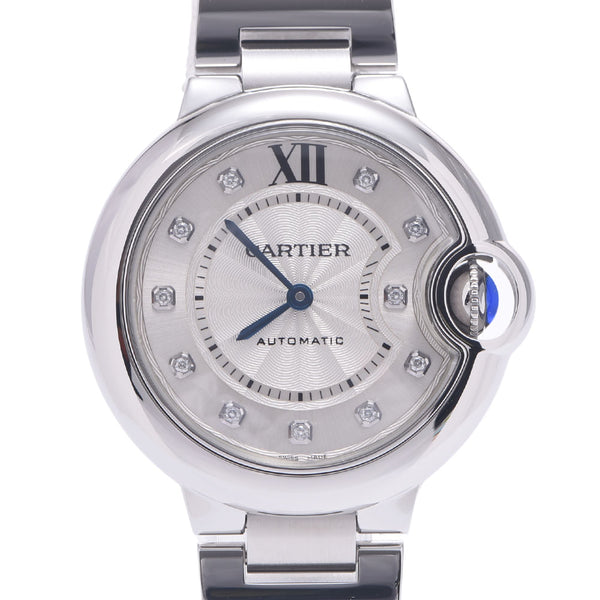 Cartier Cartier Baron Blue 33mm 11P Diamond WE902074 Women's SS Watch Automatic Silver Diameter A-Rank Used Silgrin