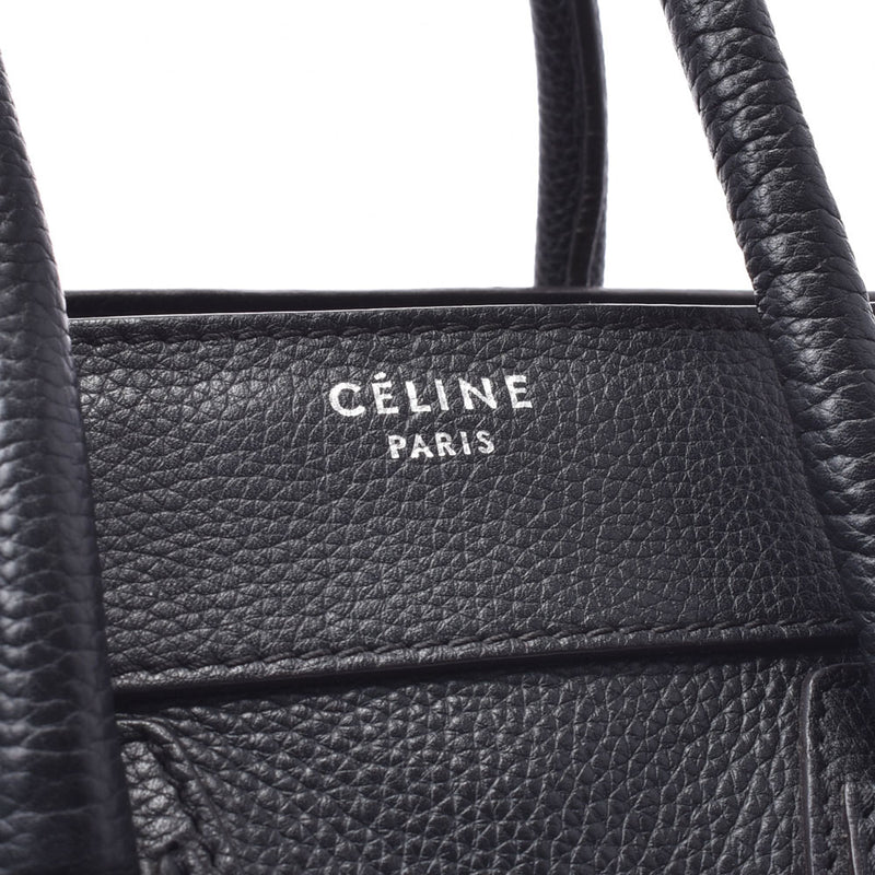 CELINE セリーヌ ラゲージ マイクロショッパー 黒 レディース カーフ ハンドバッグ Bランク 中古 銀蔵