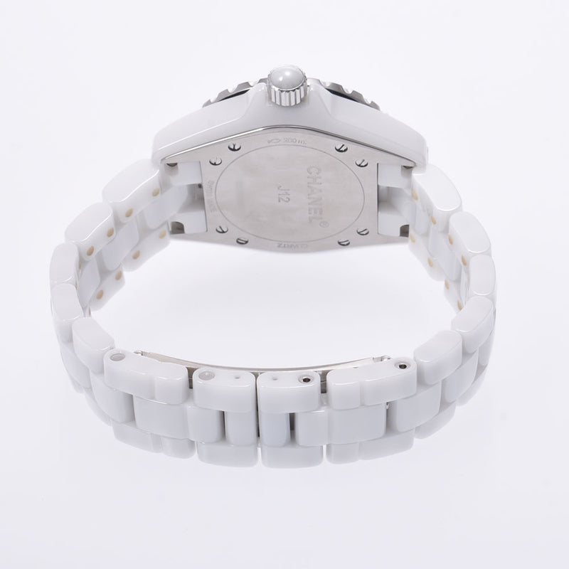 CHANEL Chanel J12 33mm 12P Diamond H1628 Boys White Ceramic/SS Watch Quartz White Dial AB Rank Used Ginzo