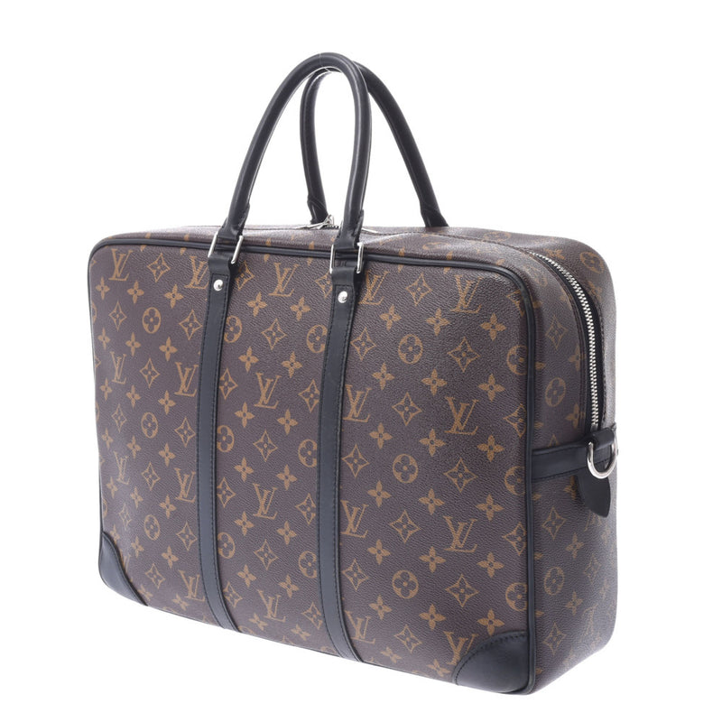 Louis Vuitton Monogram Macassar Canvas Porte-Documents Voyage PM Briefcase  Laptop Bag Article: M52005
