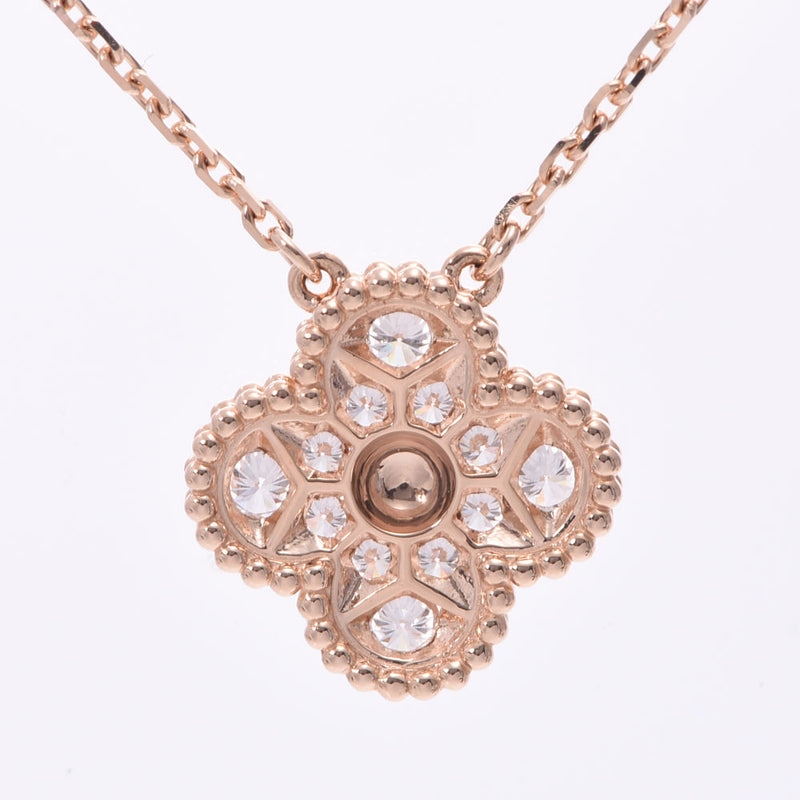 VAN CLEEF & ARPELS Van Cliff & Arpel Vintage Al Hambra 12P Diamond 0.48ct Ladies K18PG Necklace Unused Silgrin
