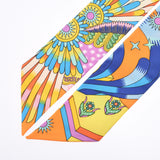 HERMES Hermes LA SOURCE DE PEGASE Pegasus Source Twisty Orange/ Blue / Green Other Ladies Silk 100% Scarf New Ginzo