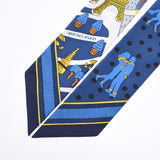 HERMES Hermes Les Nouveaux Amoureux de Paris New Parisian Lovers Twiry Blue/Navy Blue Women's Silk 100% Scarf New Ginzo