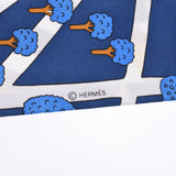 HERMES Hermes Les Nouveaux Amoureux de Paris New Parisian Lovers Twiry Blue/Navy Blue Women's Silk 100% Scarf New Ginzo