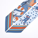 HERMES Hermes Twely Les Nouveaux Amoureux de Paris New Parisian Lovers Light Blue /Orange Ladies Silk 100% Scarf New Ginzo