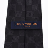 LOUIS VUITTON 路易威登克拉维特达米尔经典黑色/灰色 M78752 男士丝绸 100% 领带 A 级二手银藏