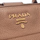Prada Prada Camel 1BG104女性卷曲手提包A级使用过Silgrin