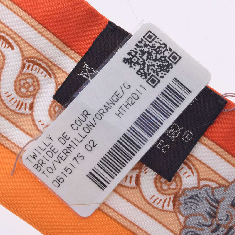 Hermes Hermes BRIDE DE COUR Twilley Orange Women's Silk 100% Scarf New Silgrin