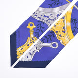 HERMES Hermes Etriers Remix/鐙 Remix Twiry Blue/White Ladies Silk 100% Scarf New Ginzo