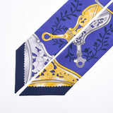 HERMES Hermes Etriers Remix/鐙 Remix Twiry Blue/White Ladies Silk 100% Scarf New Ginzo