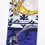 HERMES Hermes Etriers Remix/鐙 Remix Twiry Blue/White Ladies Silk 100% Scarf New Ginzo