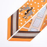 HERMES Hermes Les Nouveaux Amoureux de Paris New Parisian Lovers Twiry Orange Ladies Silk 100% Scarf New Ginzo