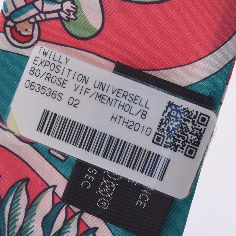 Hermes Hermes Exposition Universelle / National Exposition Twilley Green / Pink Ladies Silk 100% Scarf New Sinkjo