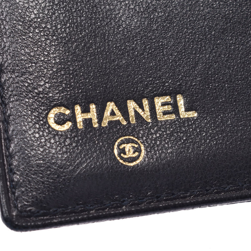 Chanel Chanel Coco Mark Compact Wallet Black Gold Buffet Womens Caviar Skin Two Folded Wallets A-Rank Used Silgrin