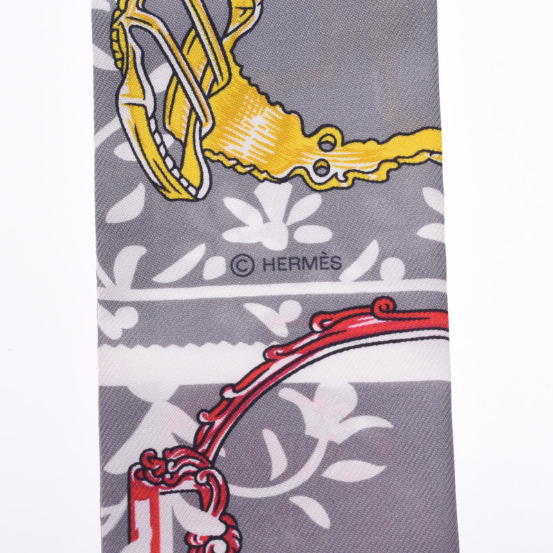 HERMES Hermes Twirie Etriers Remix/鐙 Remix Grey Ladies Silk 100% Scarf New Ginzo