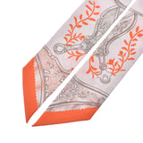 HERMES Hermes Twirie Etriers Remix/鐙 Remix Light Grey/Orange Ladies Silk 100% Scarf New Ginzo