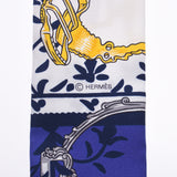 HERMES Hermes Twirie Etriers Remix/鐙 Remix Blue/White/Yellow Ladies Silk 100% Scarf New Ginzo