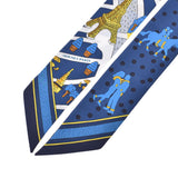 HERMES Hermes Twely Les Nouveaux Amoureux de Paris/ Lovers of New Paris Navy Blue Ladies Silk 100% Scarf New Ginzo