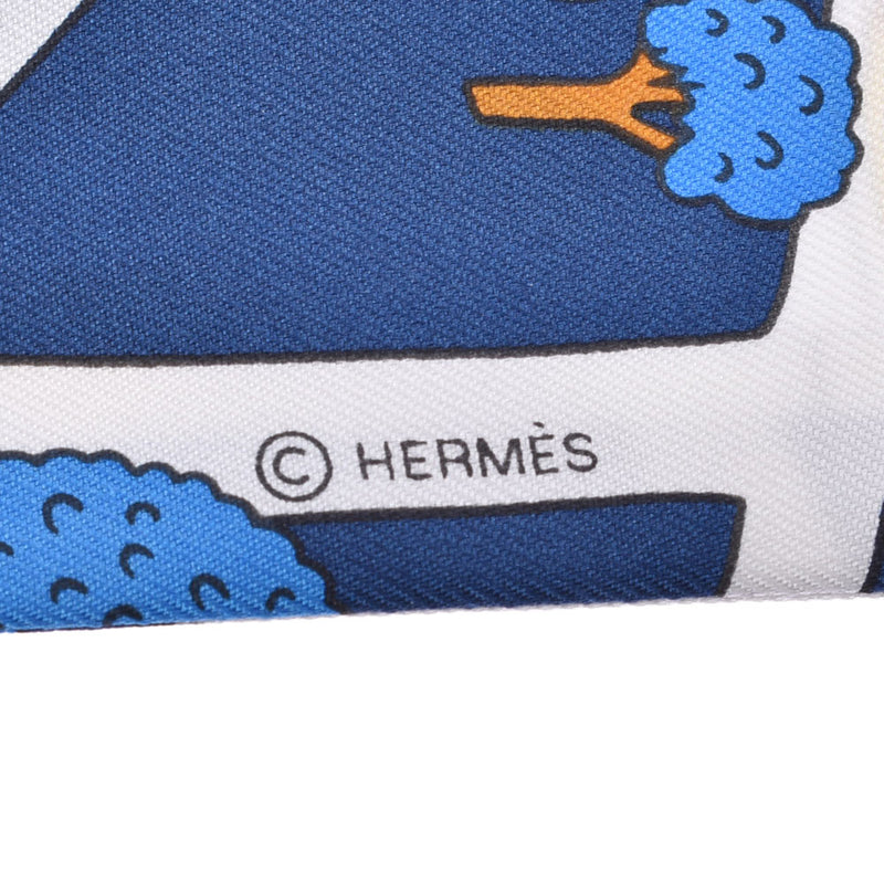 HERMES Hermes Twely Les Nouveaux Amoureux de Paris/ Lovers of New Paris Navy Blue Ladies Silk 100% Scarf New Ginzo