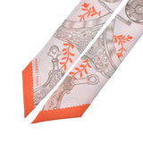 HERMES Hermes Twirie Etriers Remix/鐙 Remix Light Grey/Orange Ladies Silk 100% Scarf New Ginzo