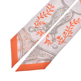 HERMES Hermes Twirie Etriers Remix/鐙 Remix Light Grey/Orange Ladies Silk 100% Scarf New Ginzo