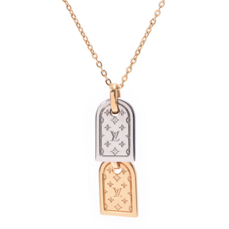 Louis Vuitton Nanogram Necklace Name Tag Motif Gold/Silver Unisex