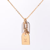 LOUIS VUITTON Louis Vuitton Nanogram Necklace Name Tag Motif Gold/Silver M63141 Unisex Necklace A Rank Used Ginzo