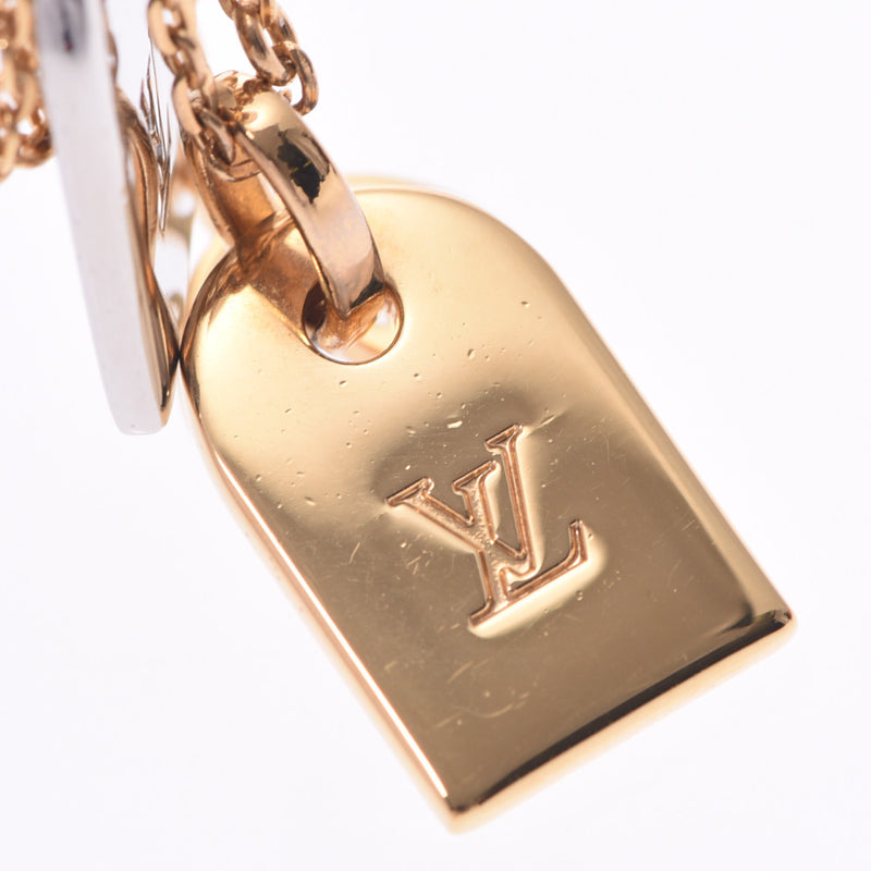 LOUIS VUITTON Louis Vuitton Nanogram Necklace Name Tag Motif Gold/Silver M63141 Unisex Necklace A Rank Used Ginzo