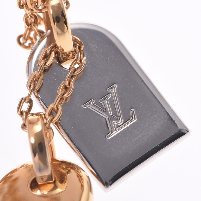 LOUIS VUITTON Louis Vuitton Nanogram Necklace Name Tag Motif Gold/Silver M63141 Unisex Necklace A Rank Used Ginzo