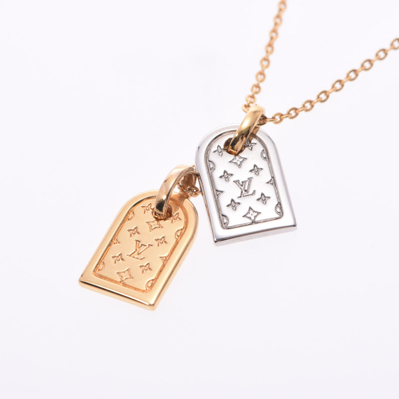 Louis Vuitton Nanogram Necklace Name Tag Motif Gold/Silver Unisex