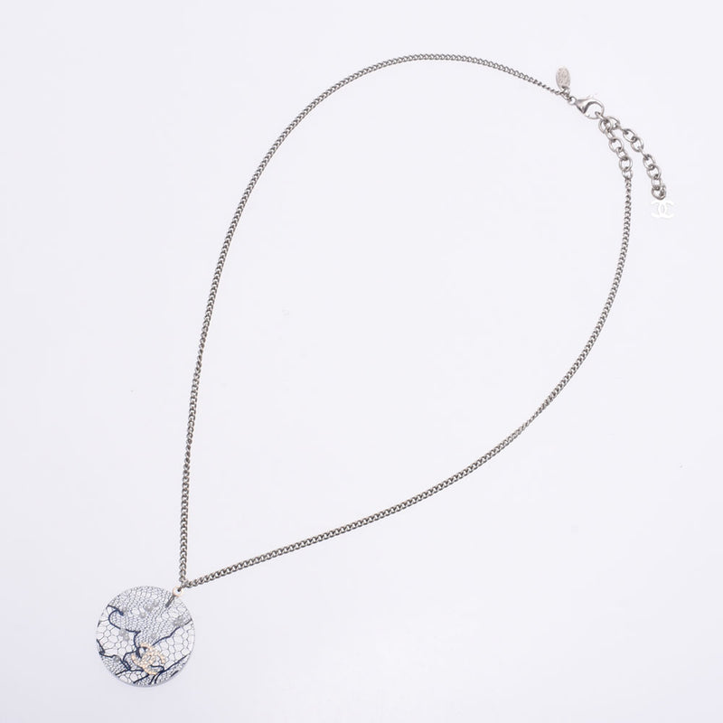 CHANEL 香奈儿可可马克蕾丝 2013 模型清除 / 海军 / 银色女士假珍珠项链 AB 排名二手银藏