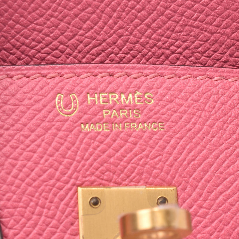 Hermes Hermes Burkin 25个人订单玫瑰赤裸/胶质大小×金支架C刻（2018年左右）女性Voepson手提包新的Sanko