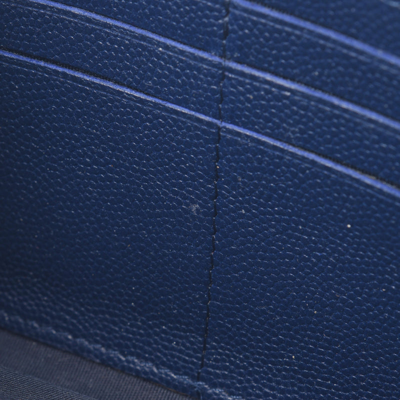 Chanel Chanel Cameria Two-fold wallet Blue Women's Caviarskin Long Wallet B Rank Used Silgrin