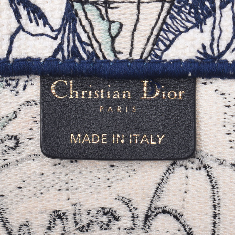 Christian Dior クリスチャンディオール ブック トート スモール ネイビー/白 ユニセックス キャンバス トートバッグ Bランク 中古 銀蔵