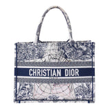 Christian Dior クリスチャンディオール ブック トート スモール ネイビー/白 ユニセックス キャンバス トートバッグ Bランク 中古 銀蔵