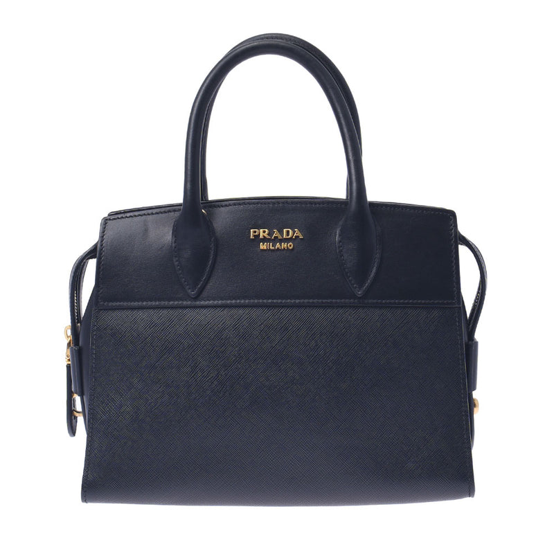 PRADA プラダ 2WAYバッグ ノワール ゴールド金具 レディース サフィアーノ/カーフ ハンドバッグ Aランク 中古 銀蔵